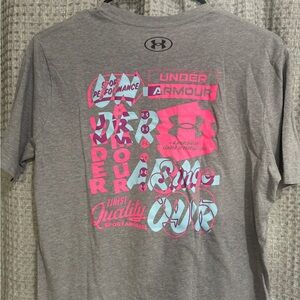 Under Armour Gray Tee with Pink Accents